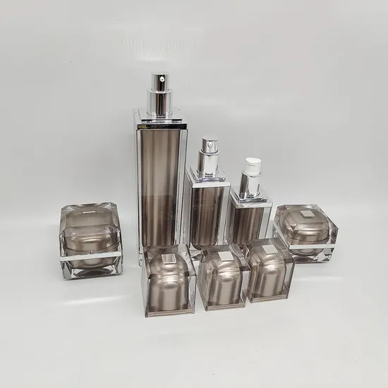 Lujo cuadrado cosmético cuidado de la piel embalaje crema tarro vacío plástico acrílico contenedor suero loción bomba de pulverización botella para cosméticos