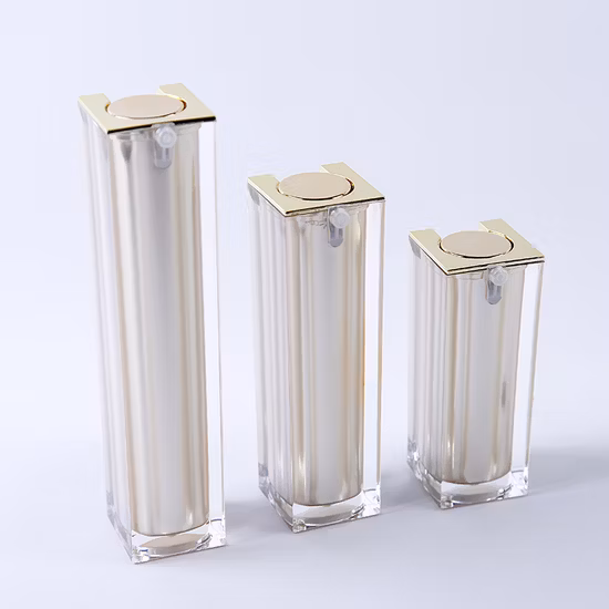 Botella sin aire de embalaje cosmético cuadrado acrílico